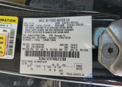 2017 Lincoln Mkz Select z USA, uszkodzony, nr VIN 3LN6L5C97HR615788